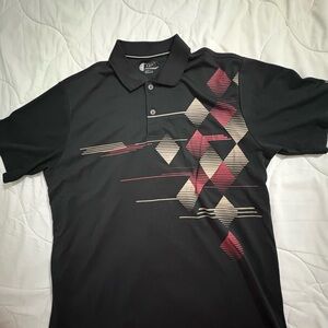 Izod Black and Red Patterned Polo Shirt